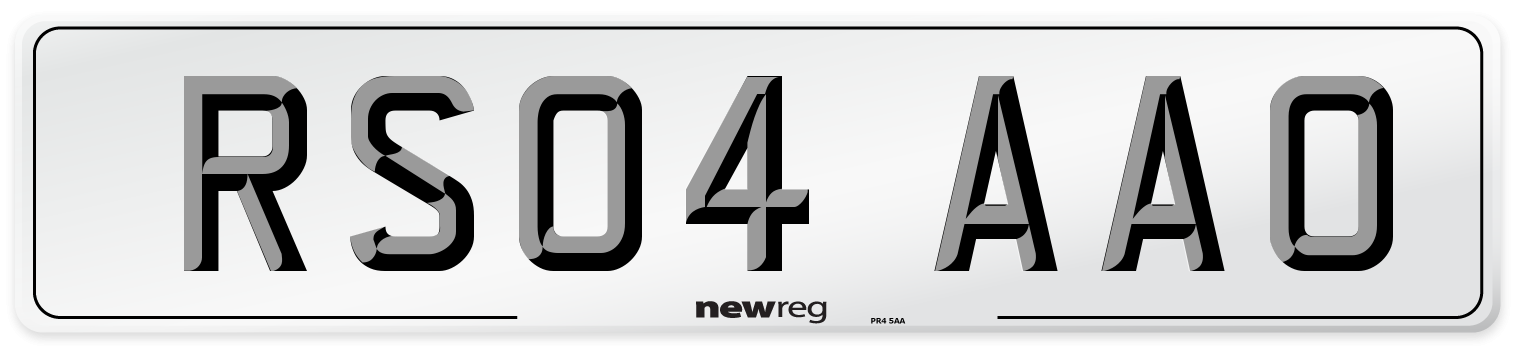 RS04 AAO Number Plate from New Reg